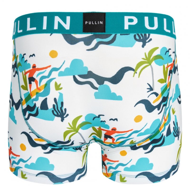 PULL IN Boxer Homme Microfibre ISLAND Blanc Cyan