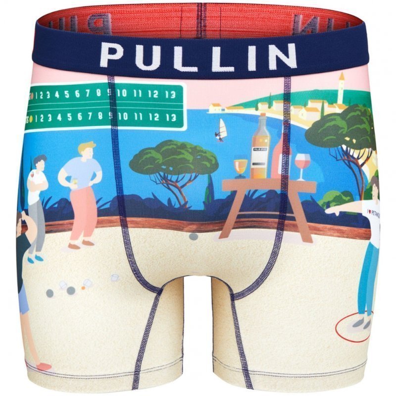 PULL IN Boxer Long Homme Microfibre PETANQUEROSE Beige Bleu