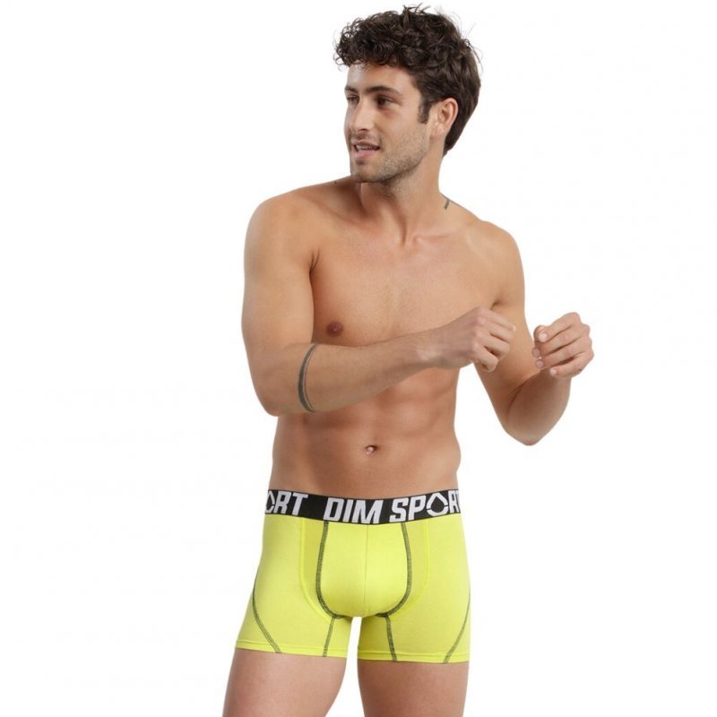 DIM 3 Boxers Homme Coton STRETCHSPORT Granit Bleu berlin Tilleul