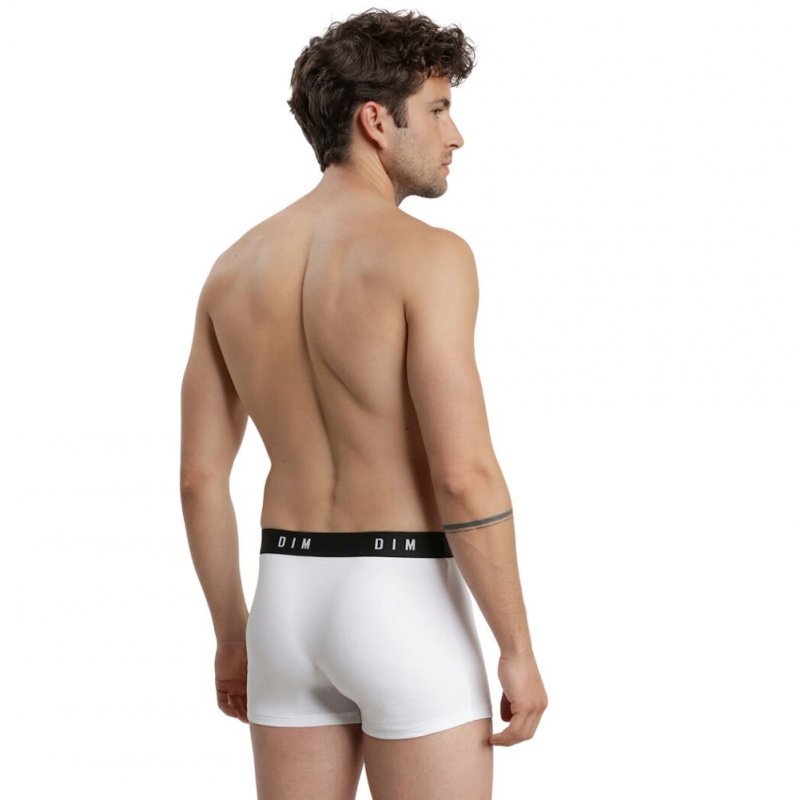 DIM Lot de 2 Boxers Homme Coton STRETCH Noir Blanc