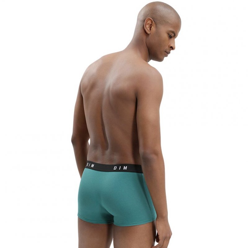 DIM Lot de 2 Boxers Homme Coton STRETCH Acier Vert émeraude