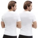 DIM Lot de 2 T-shirt Col en V Homme Coton Bio GREEN Blanc Blanc