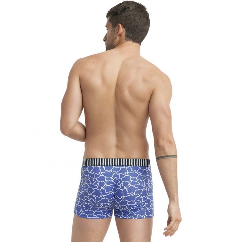 DIM Lot de 3 Boxers Homme Coton VIBES Nuage Bleu Noir