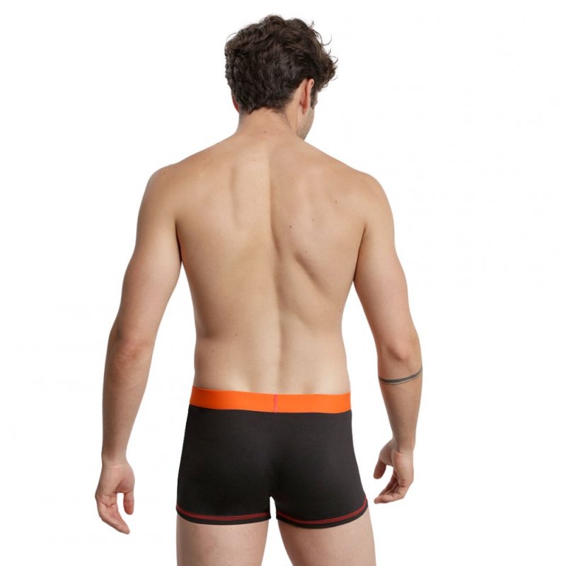 DIM Lot de 3 Boxers Homme Coton MIX AND COLORS Noir Orange peps Blanc