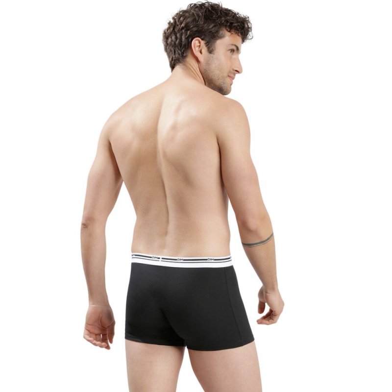 DIM 3 Boxers Homme Coton DAILY COLORS Bleu denim Gris prononcé Noir