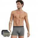 DIM Lot de 3 Boxers Homme Coton BIO Charbon chiné Vert terre Noir