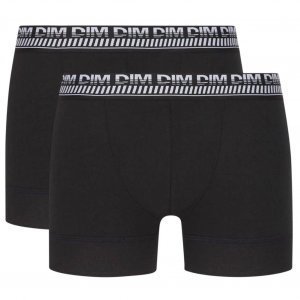 DIM Lot de 2 Boxers Homme Coton 3D STAY FIT Noir