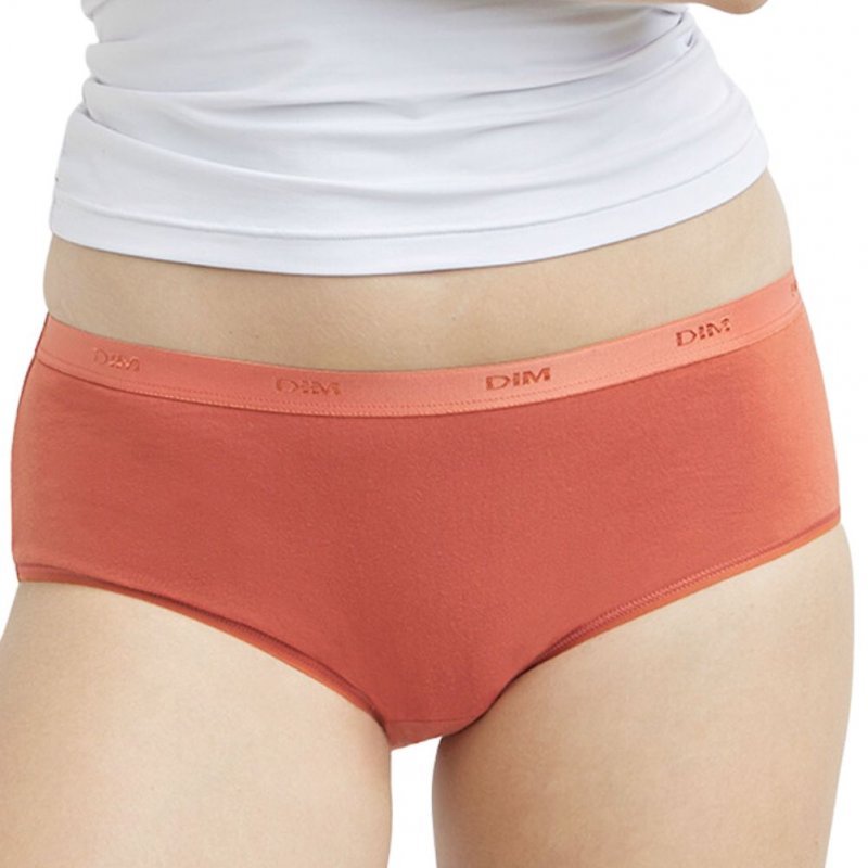 DIM 5 Boxers Femme Coton POCKETS Blanc Beige Auberg Terre Noir