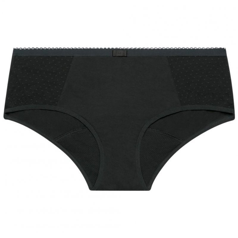 DIM Boxer menstruel Femme Coton bio PROTECT PLUMETIS Flux abondant Noir