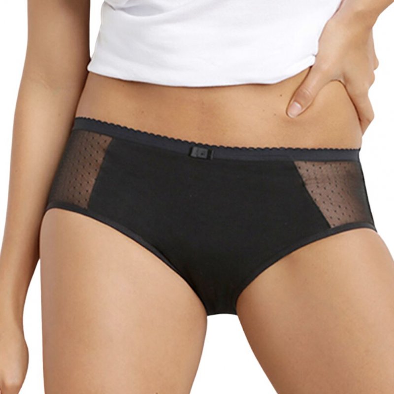 DIM Boxer menstruel Femme Coton bio PROTECT PLUMETIS Flux abondant Noir