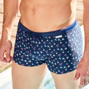 ATHENA Boxer Bain Moulant Homme WAVES Bleu Marine