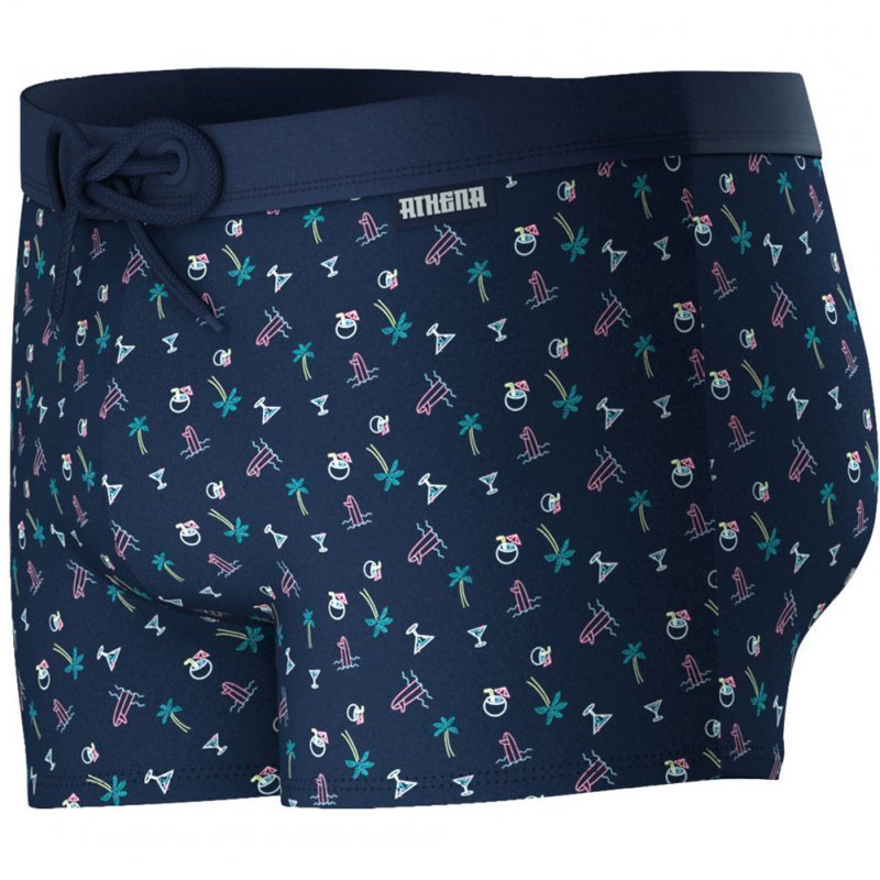 ATHENA Boxer Bain Moulant Homme WAVES Bleu Marine
