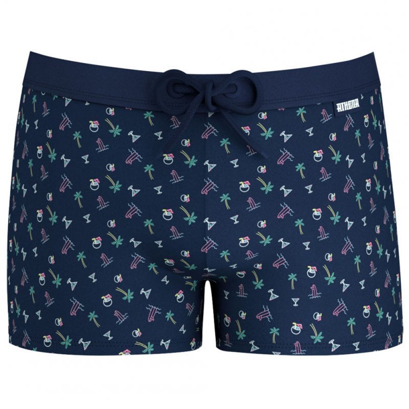 ATHENA Boxer Bain Moulant Homme WAVES Bleu Marine