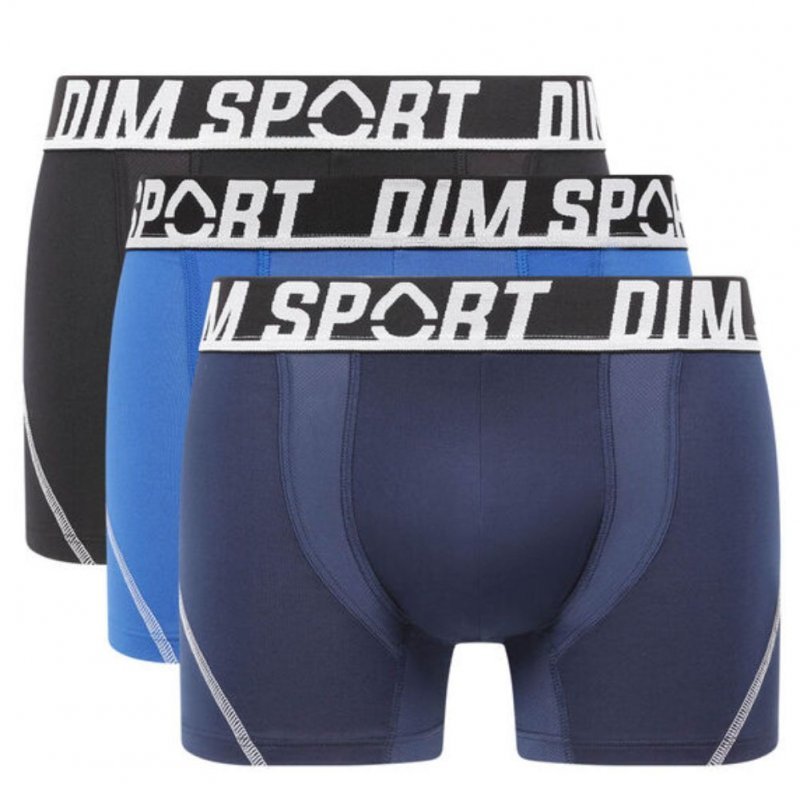 DIM Lot de 3 Boxers Homme Microfibre SÉCHAGE RAPIDE Noir Bleu Cyan