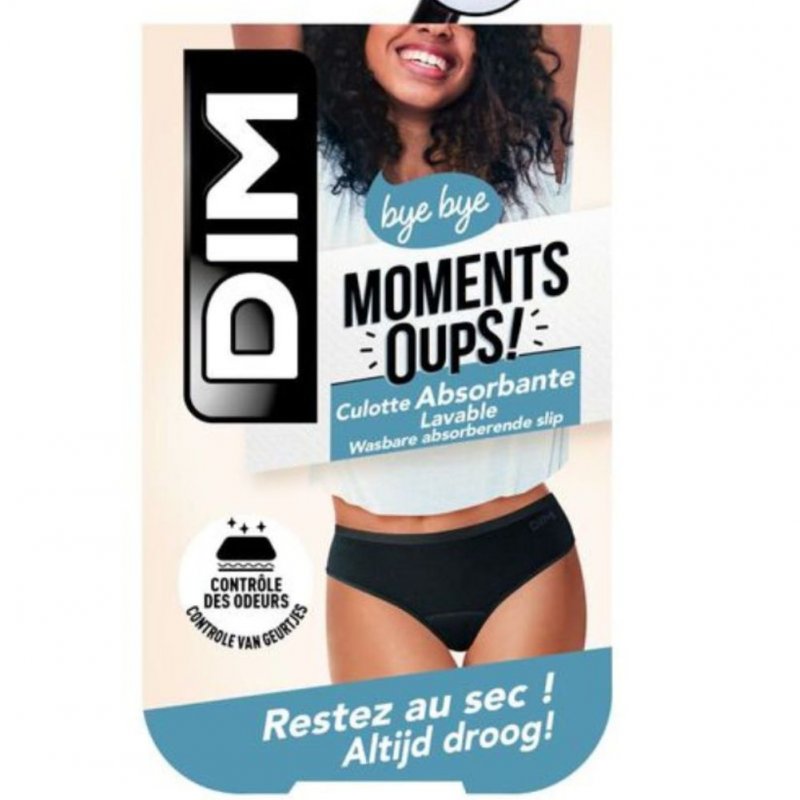 DIM Culotte Absorbante Lavable Femme MOMENTS OUPS Noir