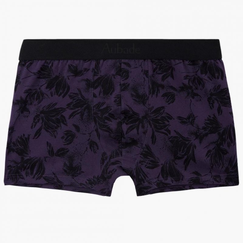 AUBADEMEN Boxer Homme Coton Bio BRUS Violet Noir