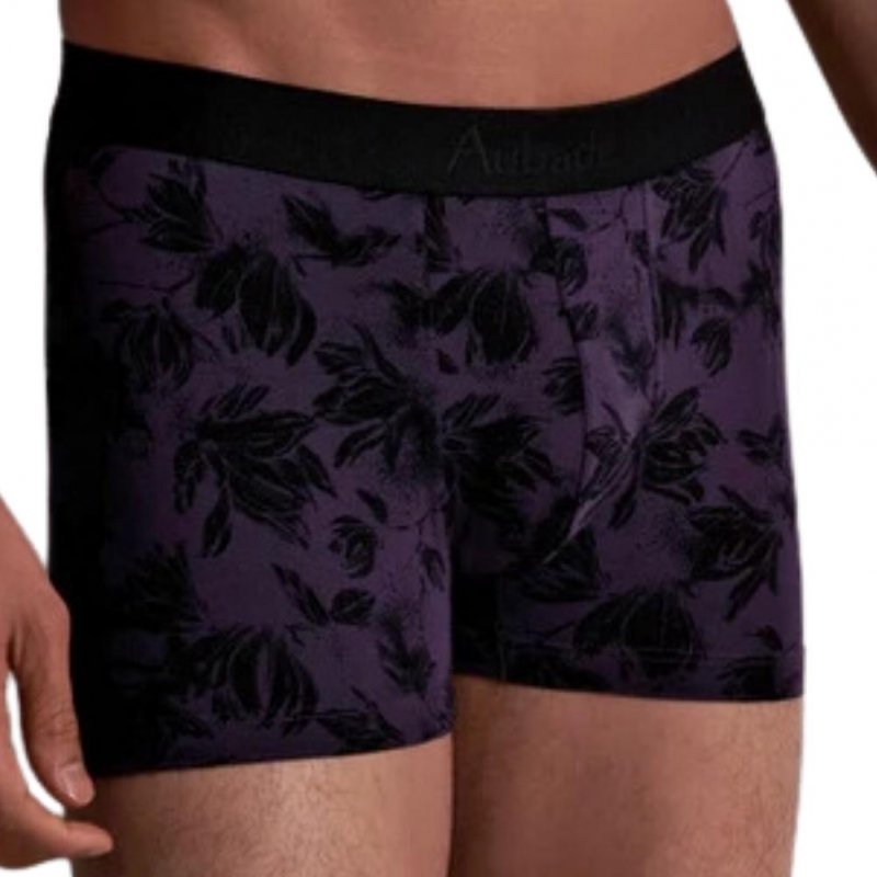 AUBADEMEN Boxer Homme Coton Bio BRUS Violet Noir