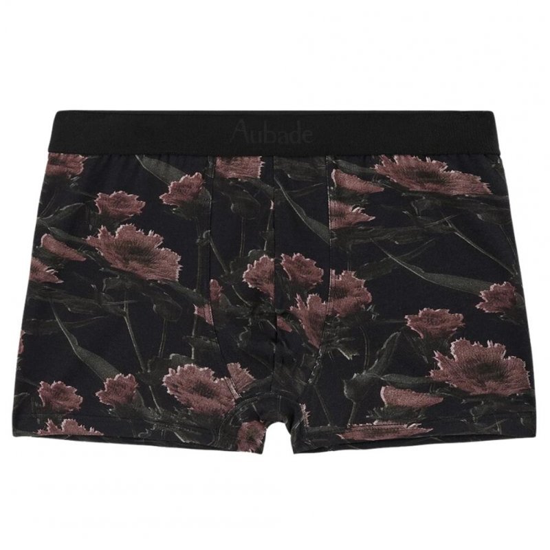 AUBADEMEN Boxer Homme Coton Bio BLUR Noir Rose