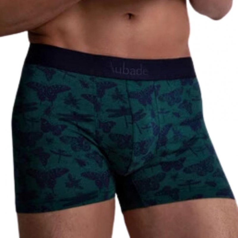 AUBADEMEN Lot de 2 Boxers Homme Coton Modal DUO LIBL Vert Bleu