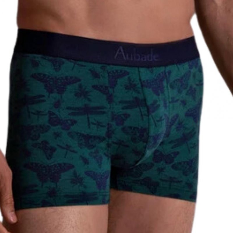 AUBADEMEN Lot de 2 Boxers Homme Coton Modal DUO LIBL Vert Bleu