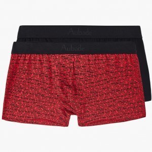 AUBADEMEN Lot de 2 Boxers Homme Coton Modal DUO LORO Rouge Noir