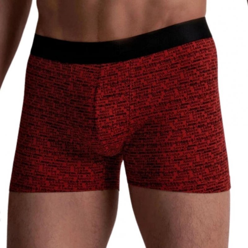 AUBADEMEN Lot de 2 Boxers Homme Coton Modal DUO LORO Rouge Noir