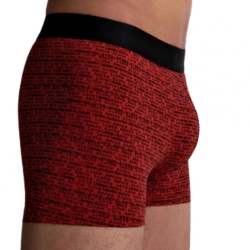 AUBADEMEN Lot de 2 Boxers Homme Coton Modal DUO LORO Rouge Noir