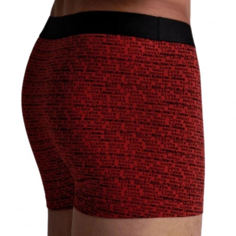 AUBADEMEN Lot de 2 Boxers Homme Coton Modal DUO LORO Rouge Noir