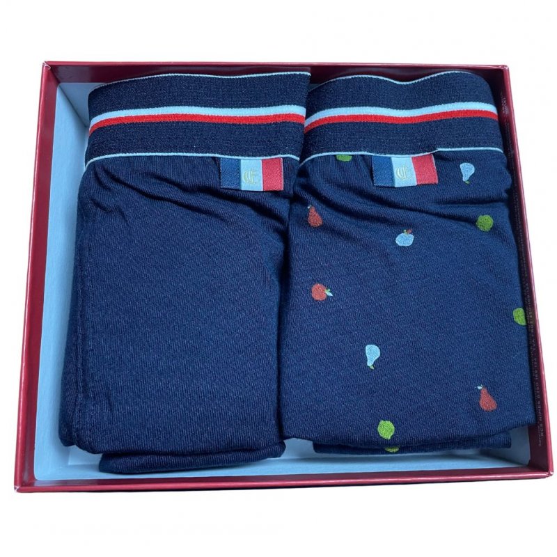 EMINENCE Lot de 2 Boxers Homme Coton FAIT EN FRANCE Bleu Marine