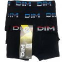 Lot de 3 DIM Boxer Garçon Coton STRETCH Noir Rouge Bleu