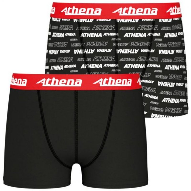 LOT DE 2 Boxer Sous-vêtements Garçon SPORTPACK Noir et Rouge