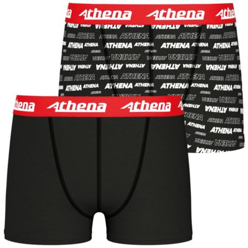 ATHENA Lot de 2 Boxers Garçon Microfibre SPORTPACK Noir Rouge