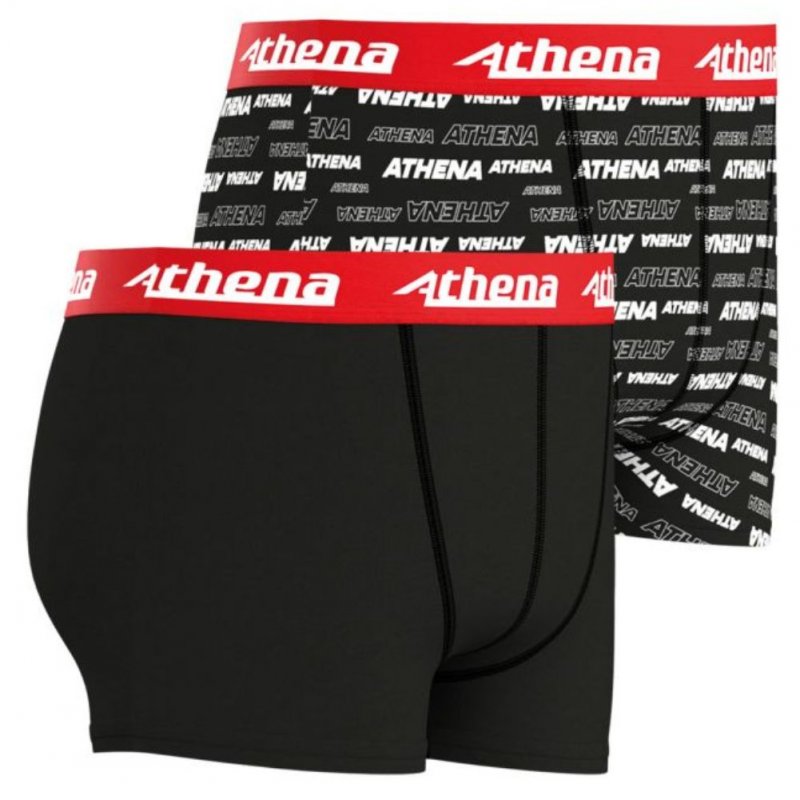 ATHENA Lot de 2 Boxers Garçon Microfibre SPORTPACK Noir Rouge