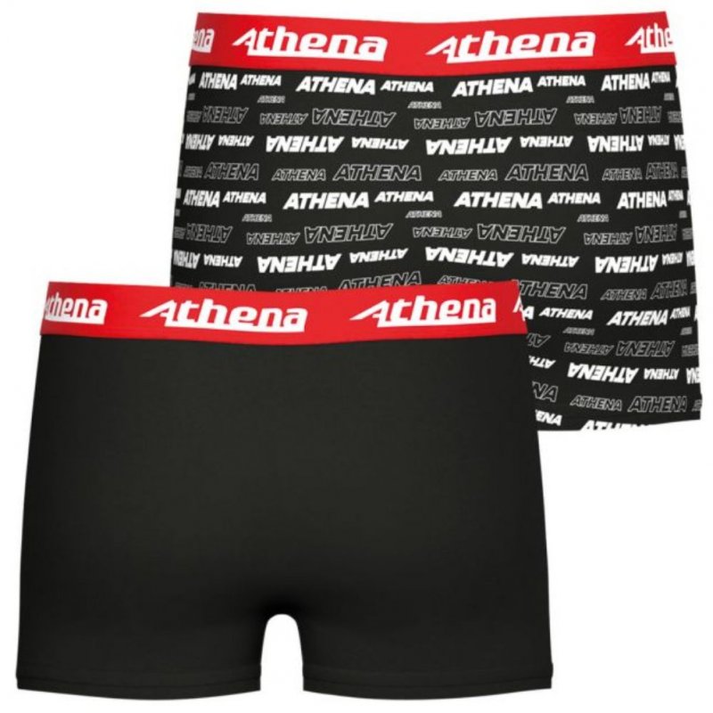 LOT DE 2 Boxer Sous-vêtements Garçon SPORTPACK Noir et Rouge