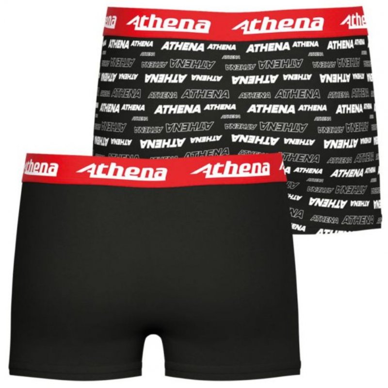 ATHENA Lot de 2 Boxers Garçon Microfibre SPORTPACK Noir Rouge