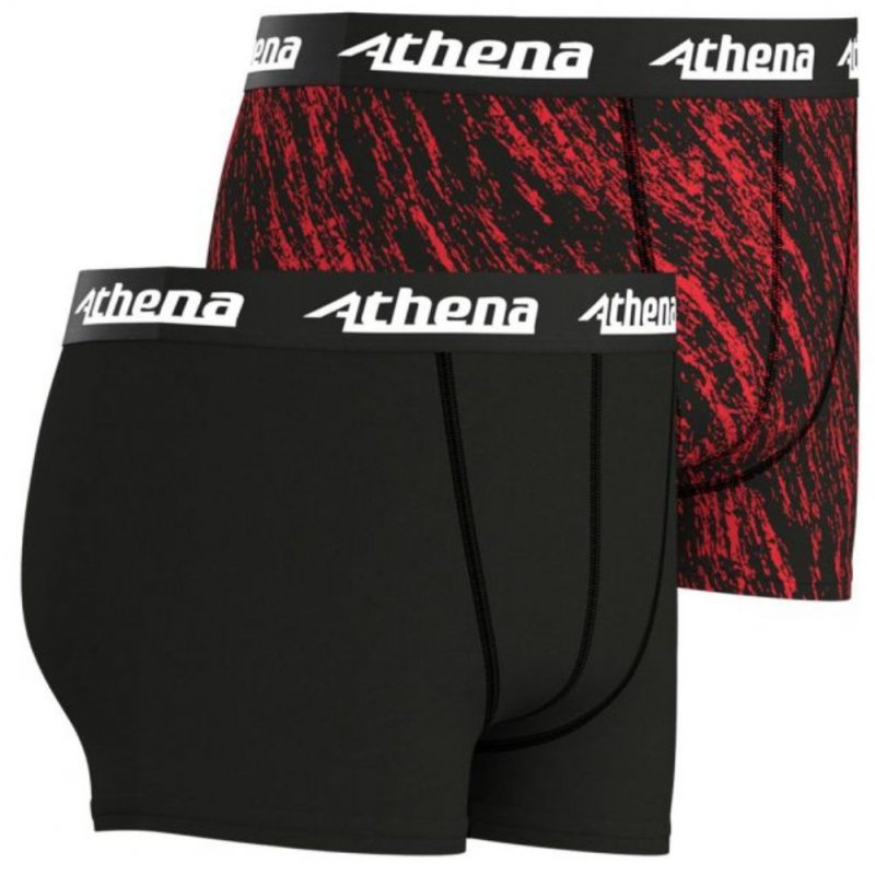 ATHENA Lot de 2 Boxers Garçon Microfibre SPORTPACK Noir Rouge Gris