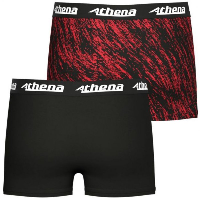 ATHENA Lot de 2 Boxers Garçon Microfibre SPORTPACK Noir Rouge Gris