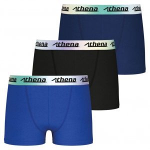 ATHENA Lot de 3 Boxers Garçon Coton CITYPACK Bleu Noir