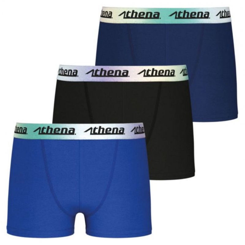 ATHENA Lot de 3 Boxers Garçon Coton CITYPACK Bleu Noir