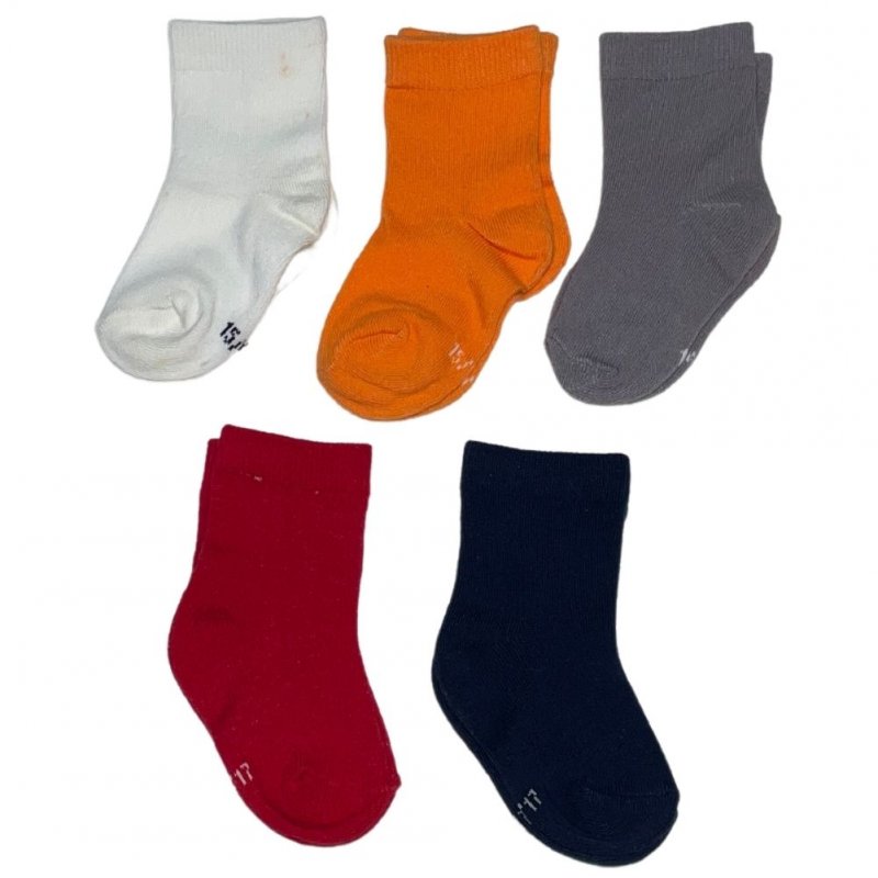 TWINDAY Lot de 5 paires de Chaussettes Bébé Mixte Coton UNI Blanche Orange