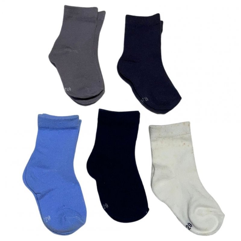 LOT DE 5 Chaussettes Chaussettes Enfant UNI Bleu et Marine