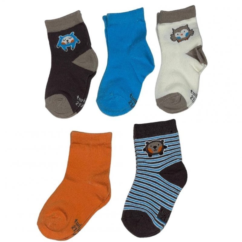 TWINDAY 5 paires de Chaussettes Bébé Garçon Coton Blanc Bleu