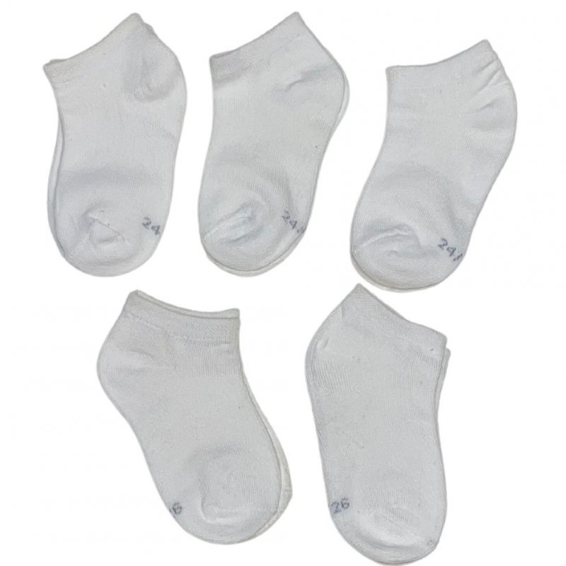 LOT DE 5 Socquettes Chaussettes Enfant UNI Blanc