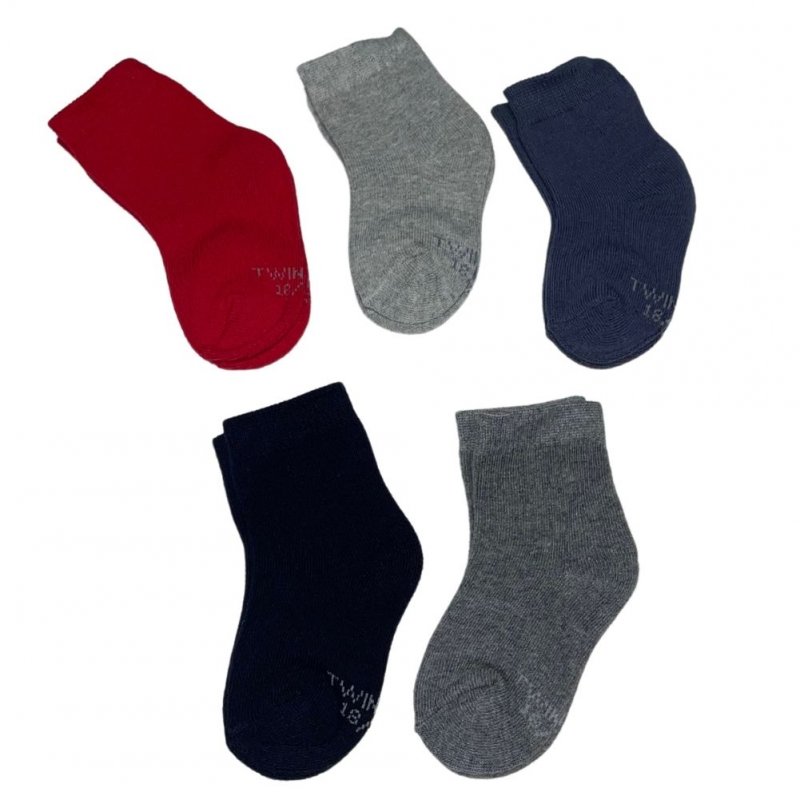 LOT DE 5 Socquettes Chaussettes Enfant UNI Bleu et Marine