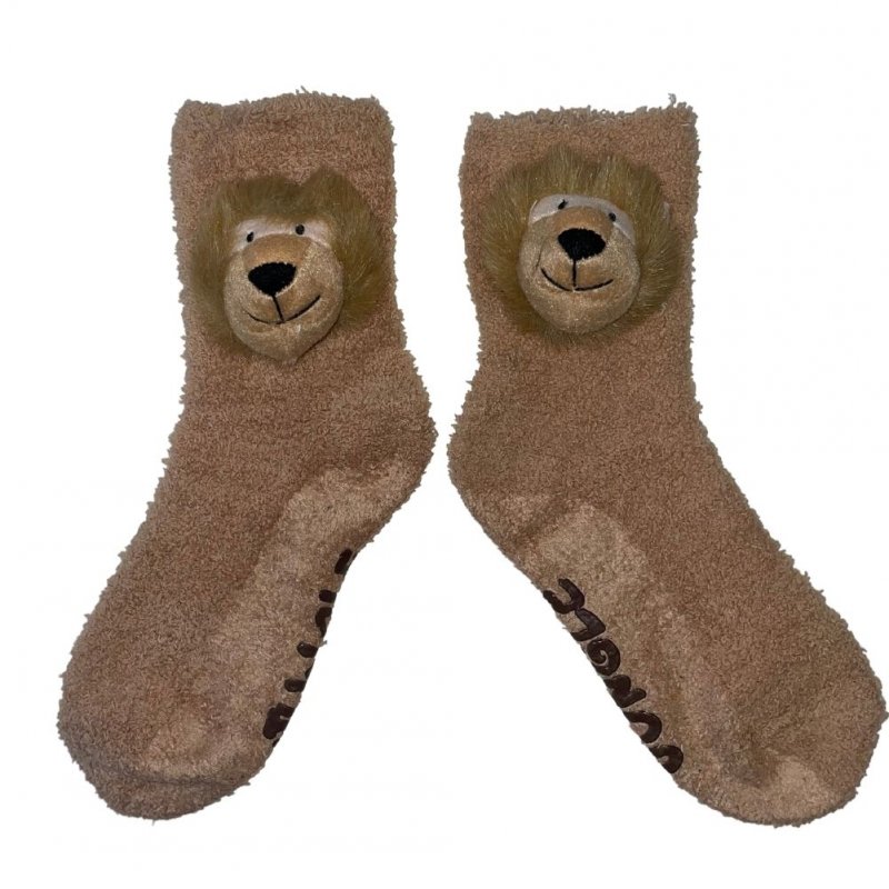 TWINDAY Chaussettes Fille Microfibre DOUDOU TETE 3D Marron Beige