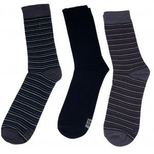 TWINDAY 3 paires de Chaussettes Garçon Coton DISCREET STRIPES Noir Anthracite