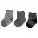 TWINDAY Lot de 3 paires de Chaussettes Bébé Garçon Coton DISCREET STRIPES Taupe Gris