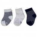 TWINDAY Lot de 3 paires de Chaussettes Bébé Garçon Coton DISCREET STRIPES Blanche Marine