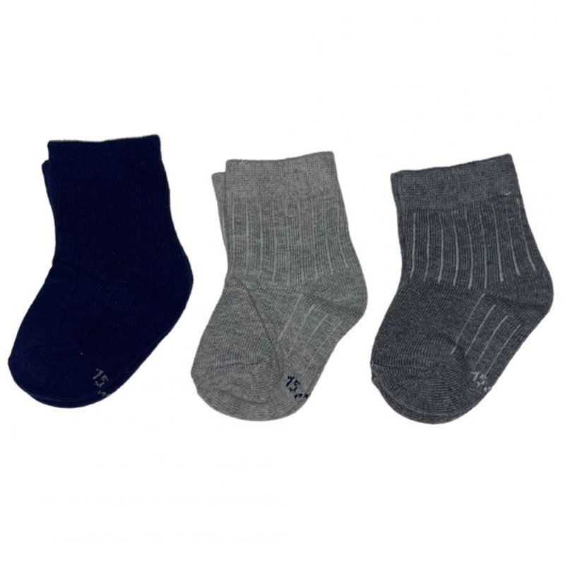 LOT DE 3 Chaussettes Chaussettes Garçon COTELE Gris et Bleu