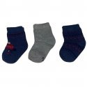 TWINDAY Lot de 3 paires de Chaussettes Bébé Garçon Coton TREND Gris Marine